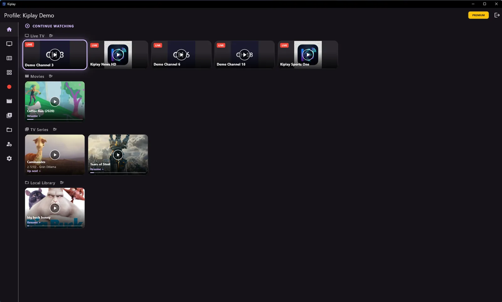 Home Screen with Continue Watching